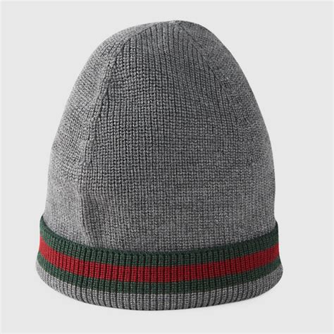 grey gucci wooly hat|Wool hat with Gucci embroidery in dark grey .